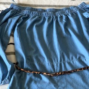 Denim off the shoulder romper